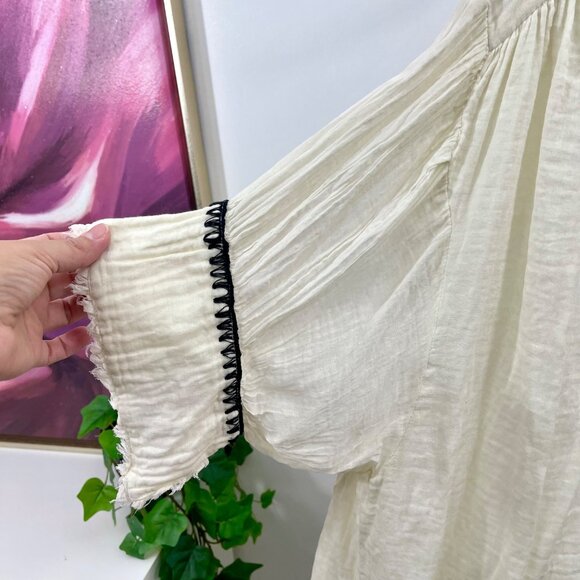 FP One Women's Boho Peasant Embroidered Top in Ivory Size M - Picture 4 of 8